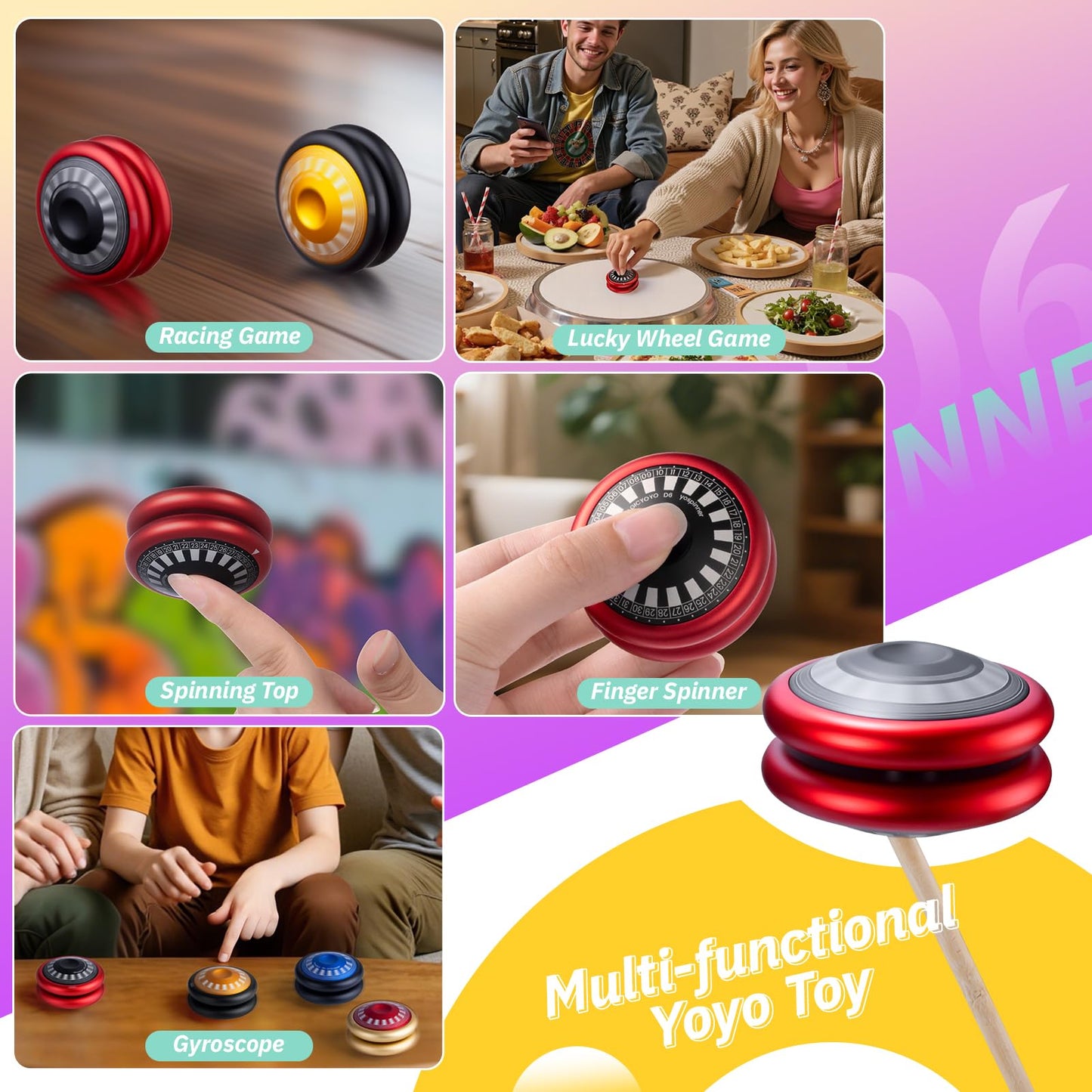 MAGICYOYO D6 Multifunctional Yoyo – Finger Spin, 2A Tricks, Aluminum Cap System
