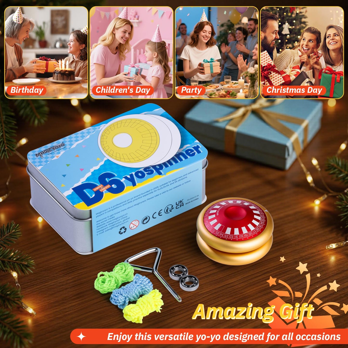 MAGICYOYO D6 Multifunctional Looping Yoyo for Kids 8-12 | Fingerspin & 2A Tricks