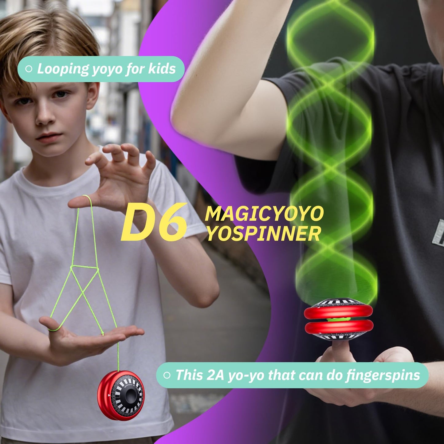 MAGICYOYO D6 Multifunctional Yoyo – Finger Spin, 2A Tricks, Aluminum Cap System