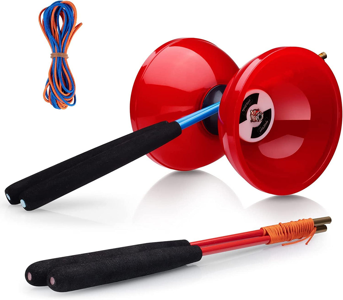 MAGICYOYO Diabolo Pro Triple Bearing – High-Performance Red 5'' Yoyo with Carbon Sticks & Bag