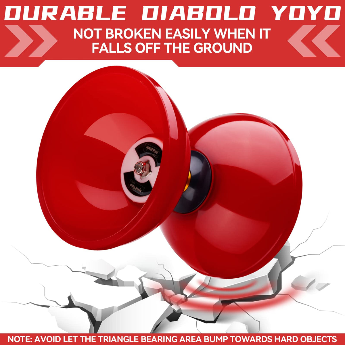 MAGICYOYO Diabolo Pro Triple Bearing – High-Performance Red 5'' Yoyo with Carbon Sticks & Bag