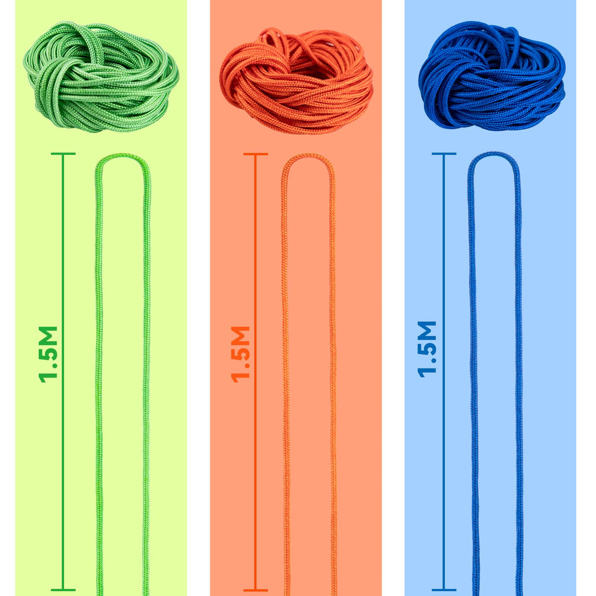 MAGICYOYO 12-Pack Diabolo Strings – 1.5m Pro Braided Nylon for Chinese Yoyos (Blue/Green/Orange)