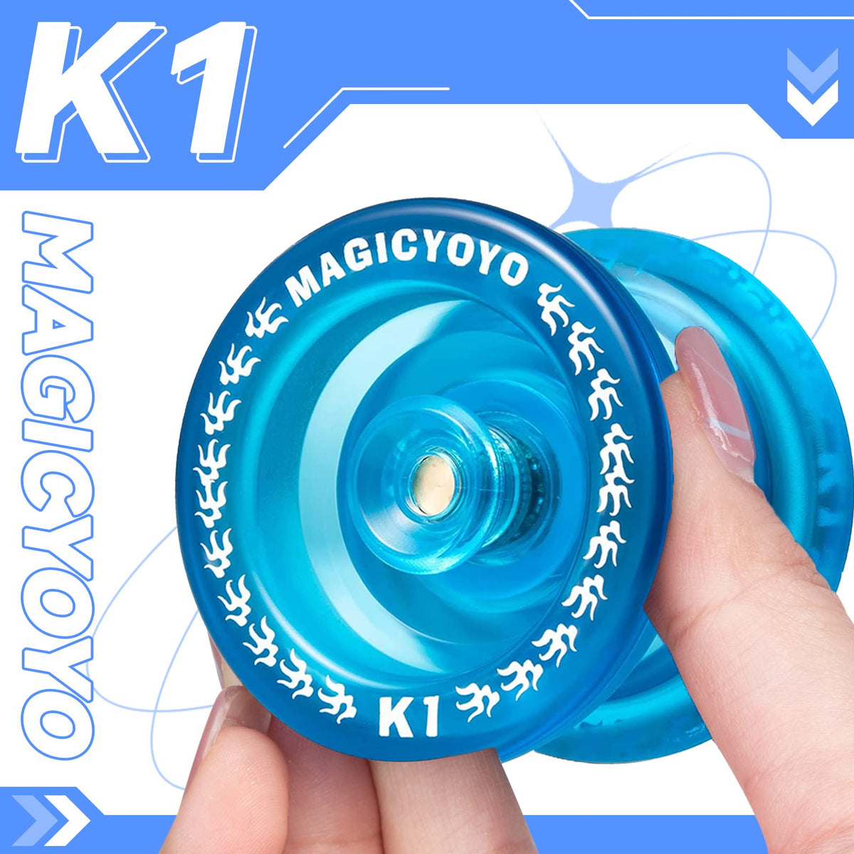 MAGICYOYO K1 Responsive Yoyo with Hubstacks - Beginner Friendly Crystal Blue Gift Pack