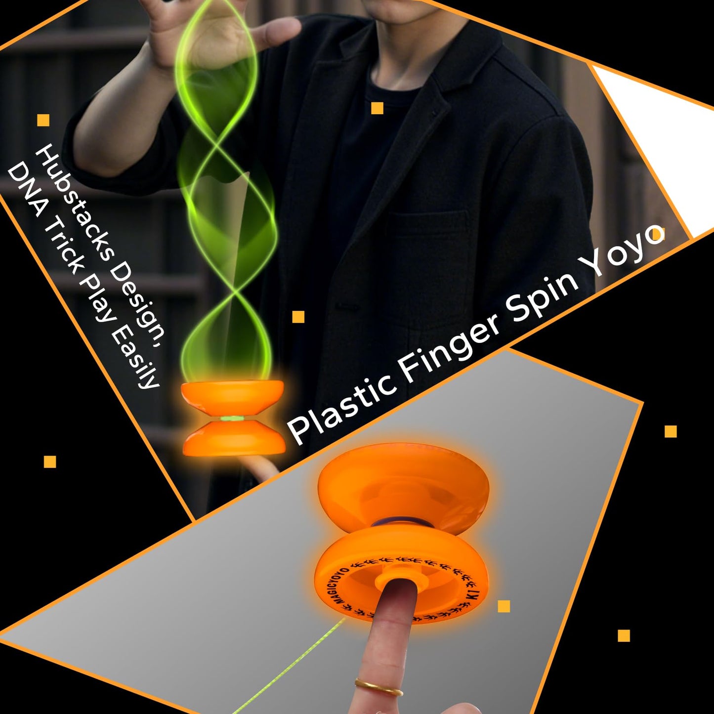 MAGICYOYO K1 Plus Glow Orange Yoyo – Beginner Responsive with Hubstacks