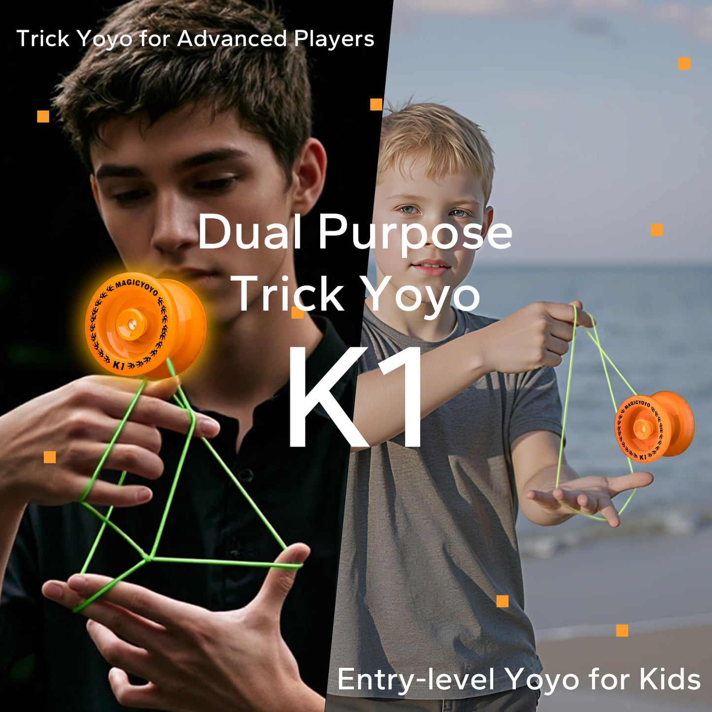 MAGICYOYO K1 Plus Glow Orange Yoyo – Beginner Responsive with Hubstacks