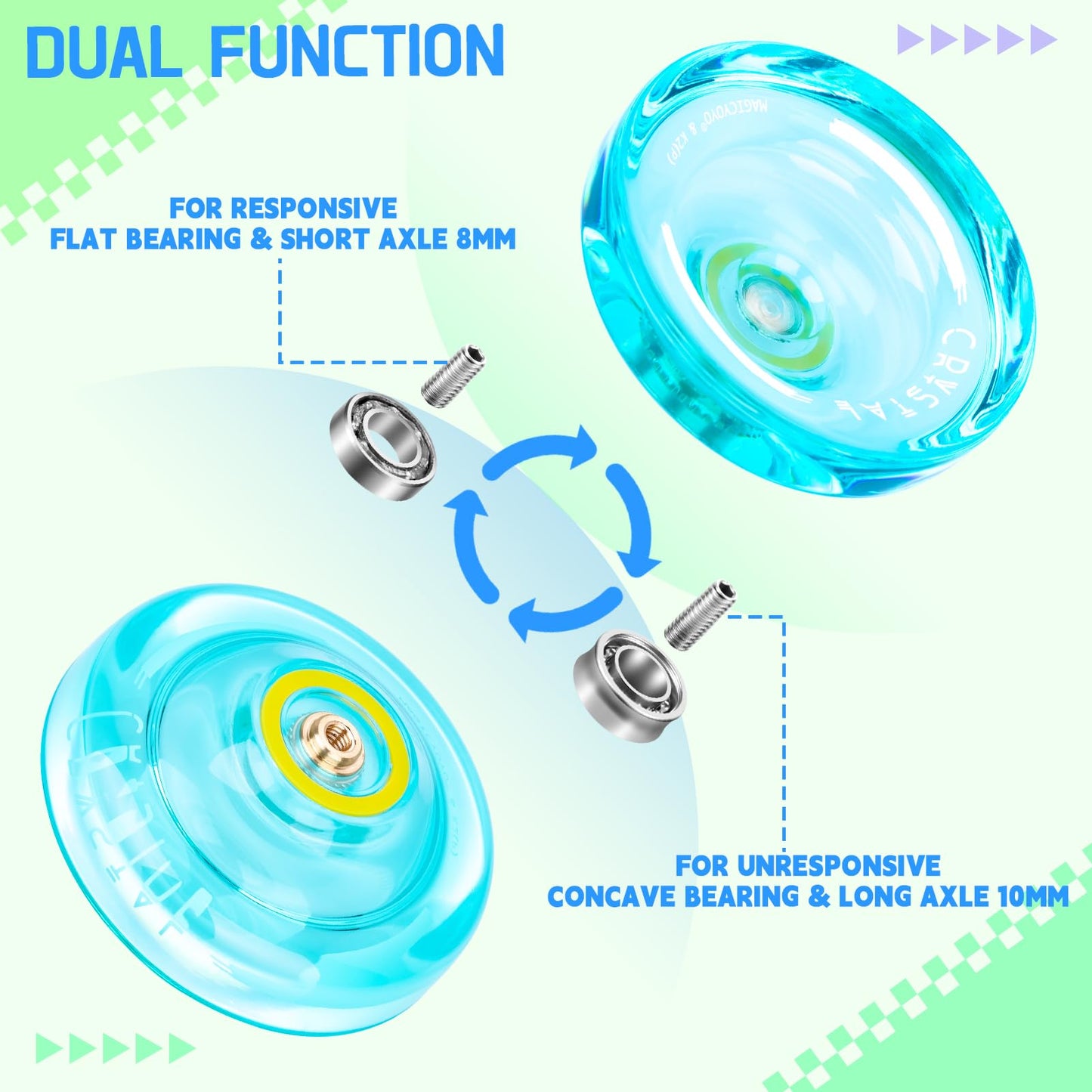 MAGICYOYO K2 Crystal 3-Pack: Responsive Yoyo Set (Green/Blue/Orange)