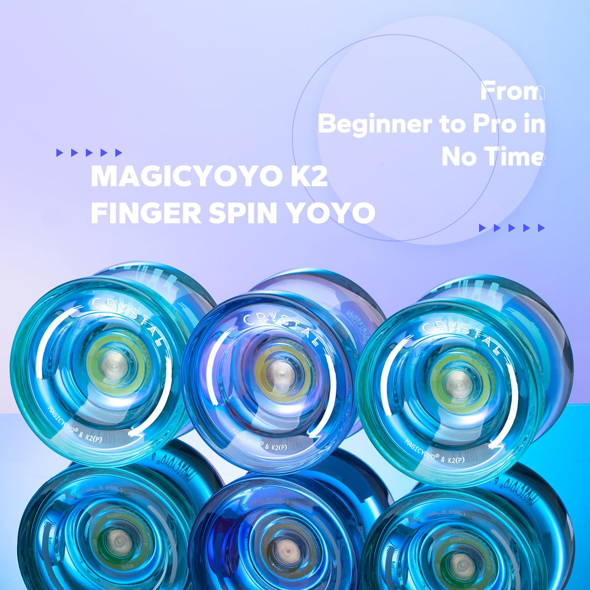 MAGICYOYO K2 Crystal Blue Yoyo – Durable Beginner PC Yoyo with Finger Spin