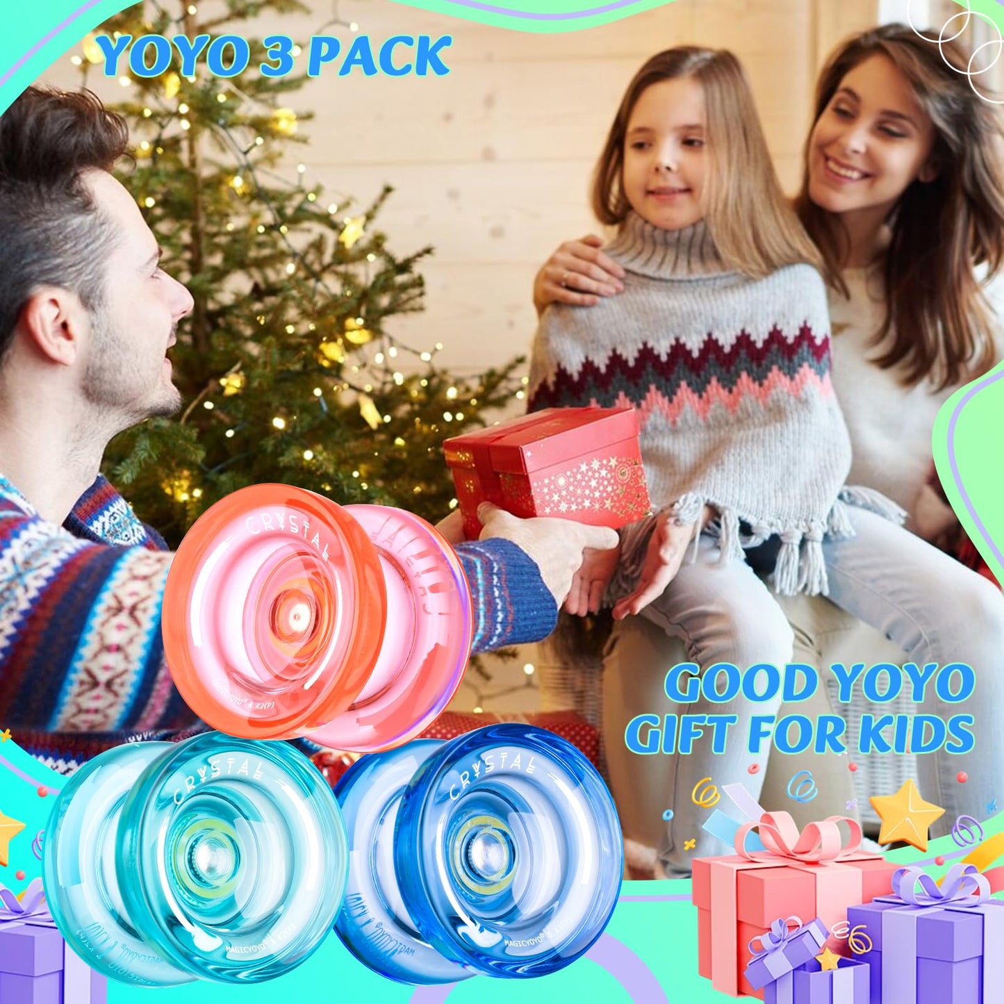 MAGICYOYO K2 Crystal 3-Pack: Responsive Yoyo Set (Green/Blue/Orange)