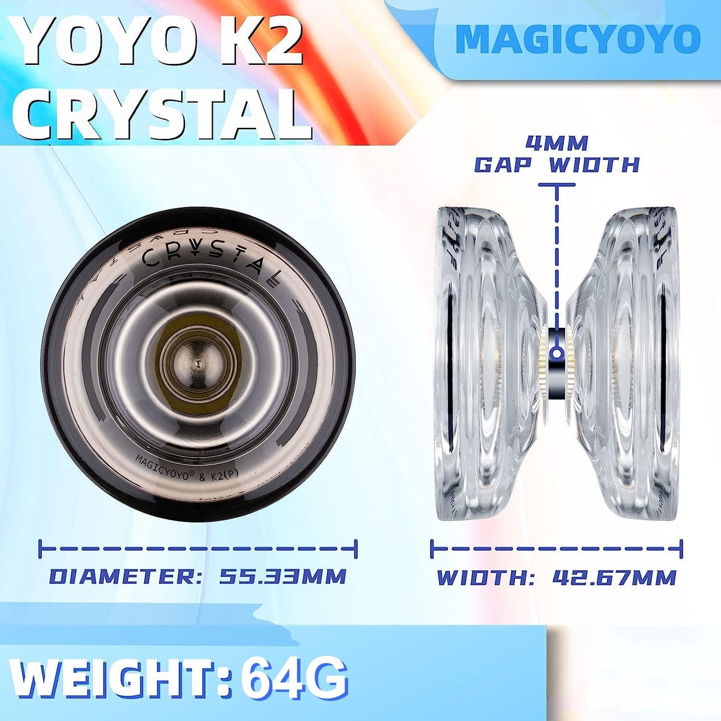 MAGICYOYO K2 Crystal 2-Pack: Dual-Function Responsive & Unresponsive Yo-Yos + Tools