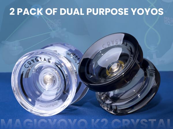 MAGICYOYO K2 Crystal 2-Pack: Dual-Function Responsive & Unresponsive Yo-Yos + Tools