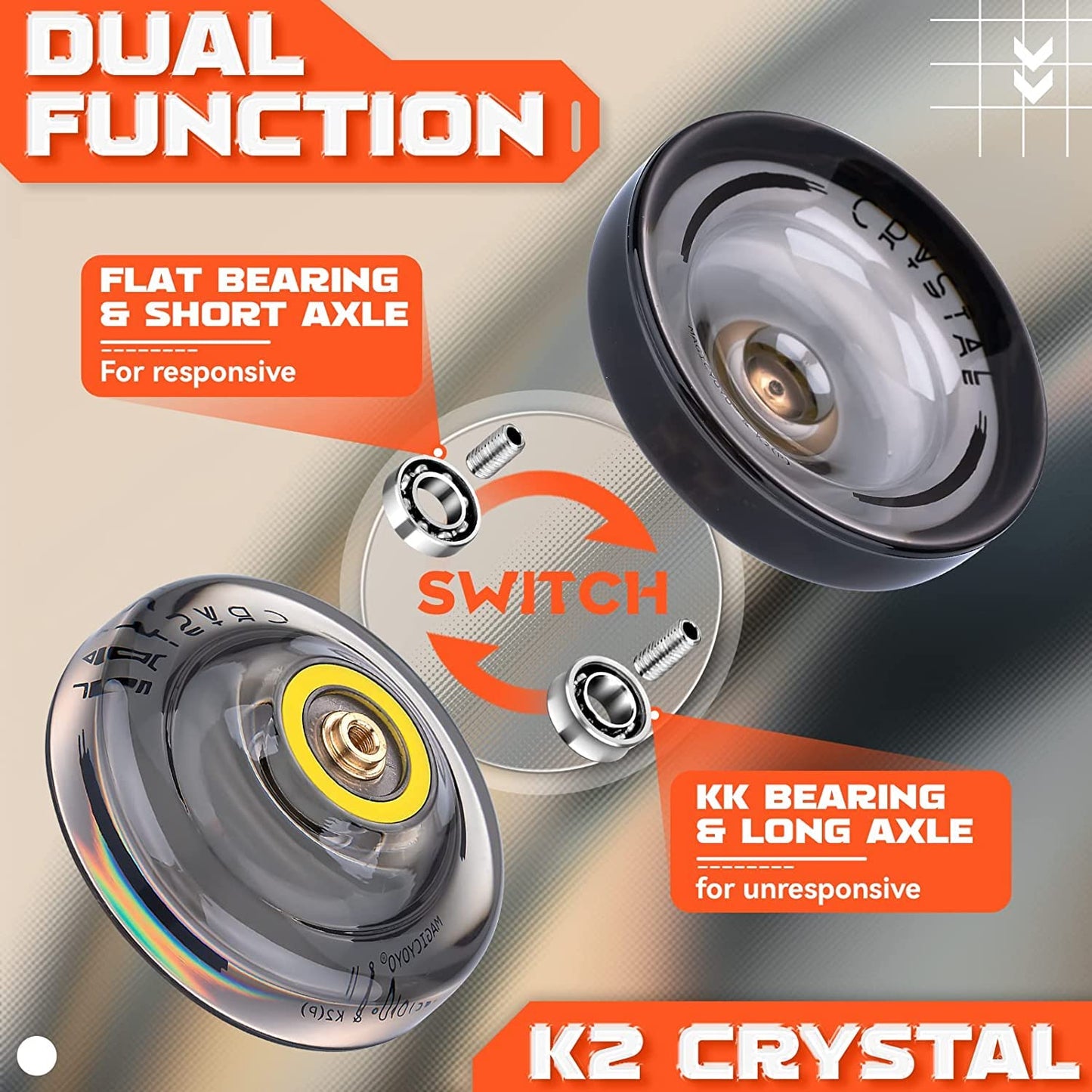 MAGICYOYO K2 Crystal 2-Pack: Dual-Function Responsive & Unresponsive Yo-Yos + Tools