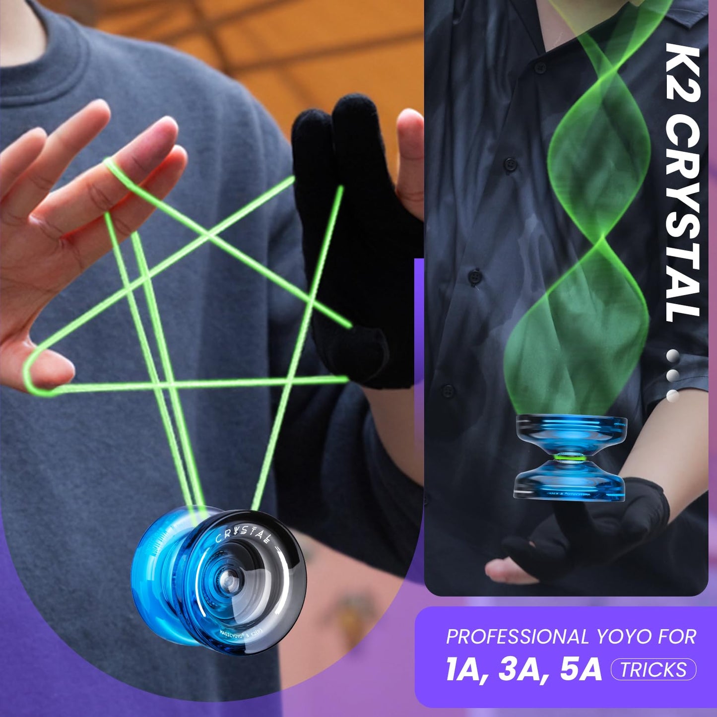 MAGICYOYO K2 Crystal Yoyo for Kids 8-12 — Beginner Friendly Dual-Function