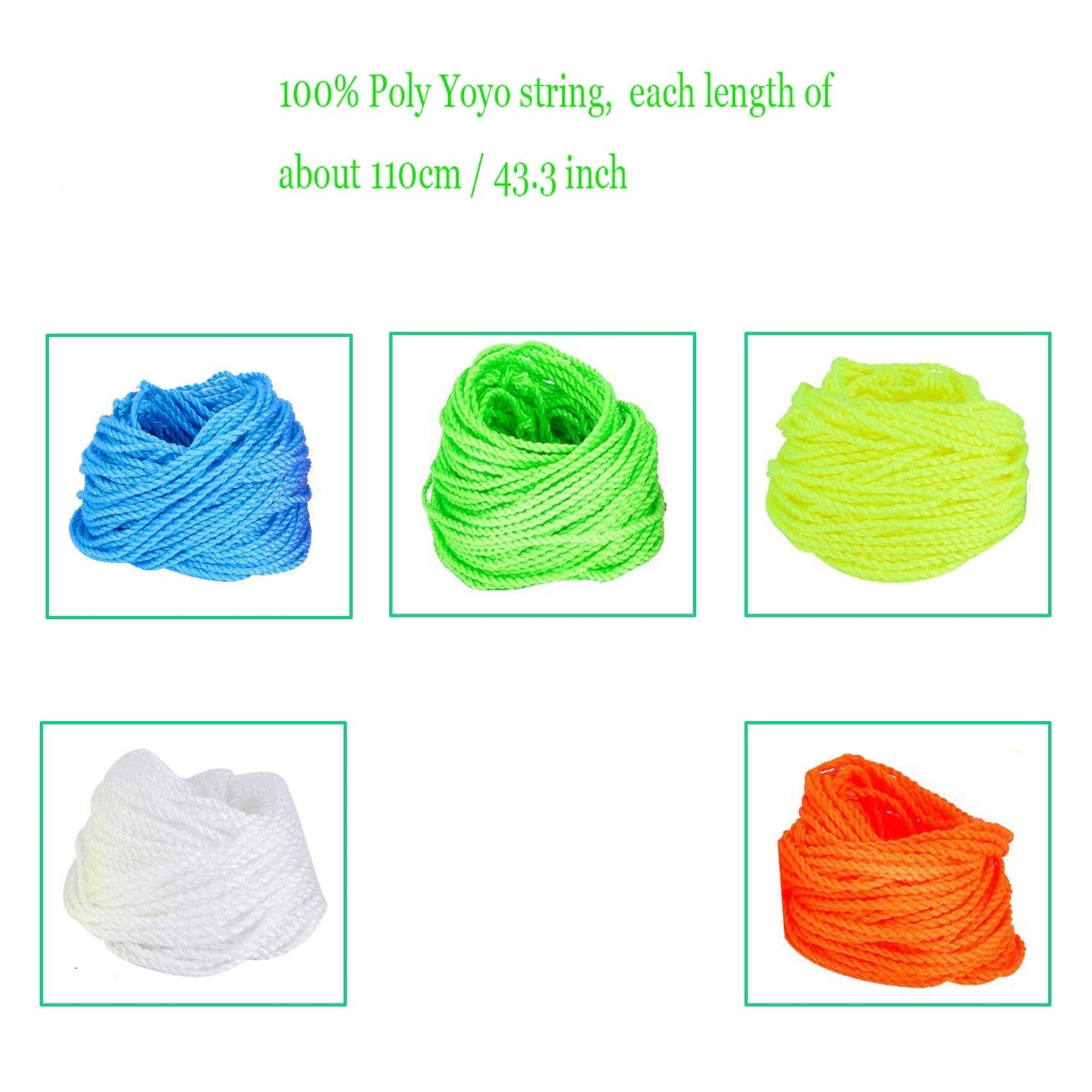 MAGICYOYO 100% Polyester Yoyo Strings – 25 Pack (Blue, Green, White, Yellow, Orange)