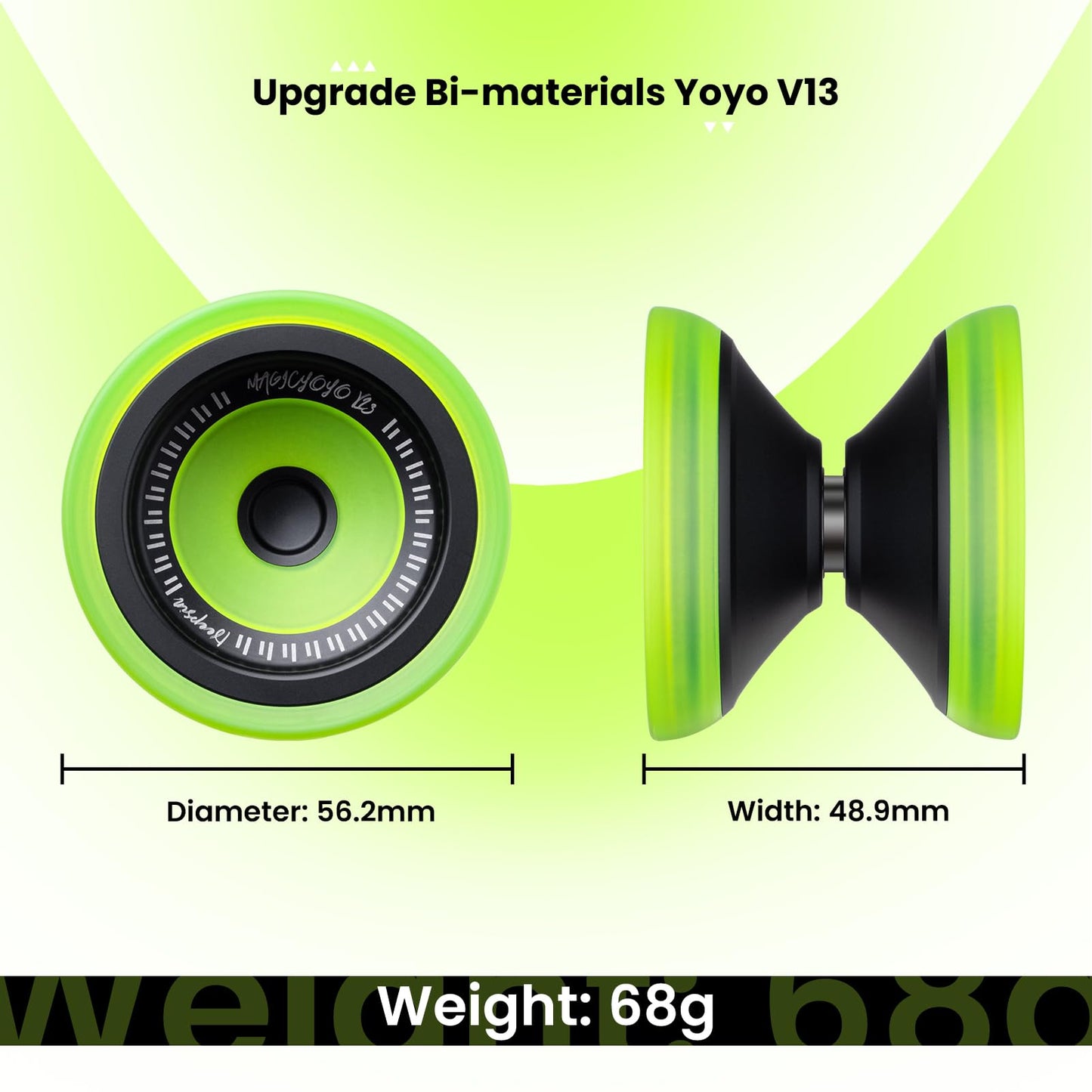 MAGICYOYO V13 Deepspin Bi-Material Yoyo – Dual-Mode Pro Yoyo for All Levels (12 Strings Included)
