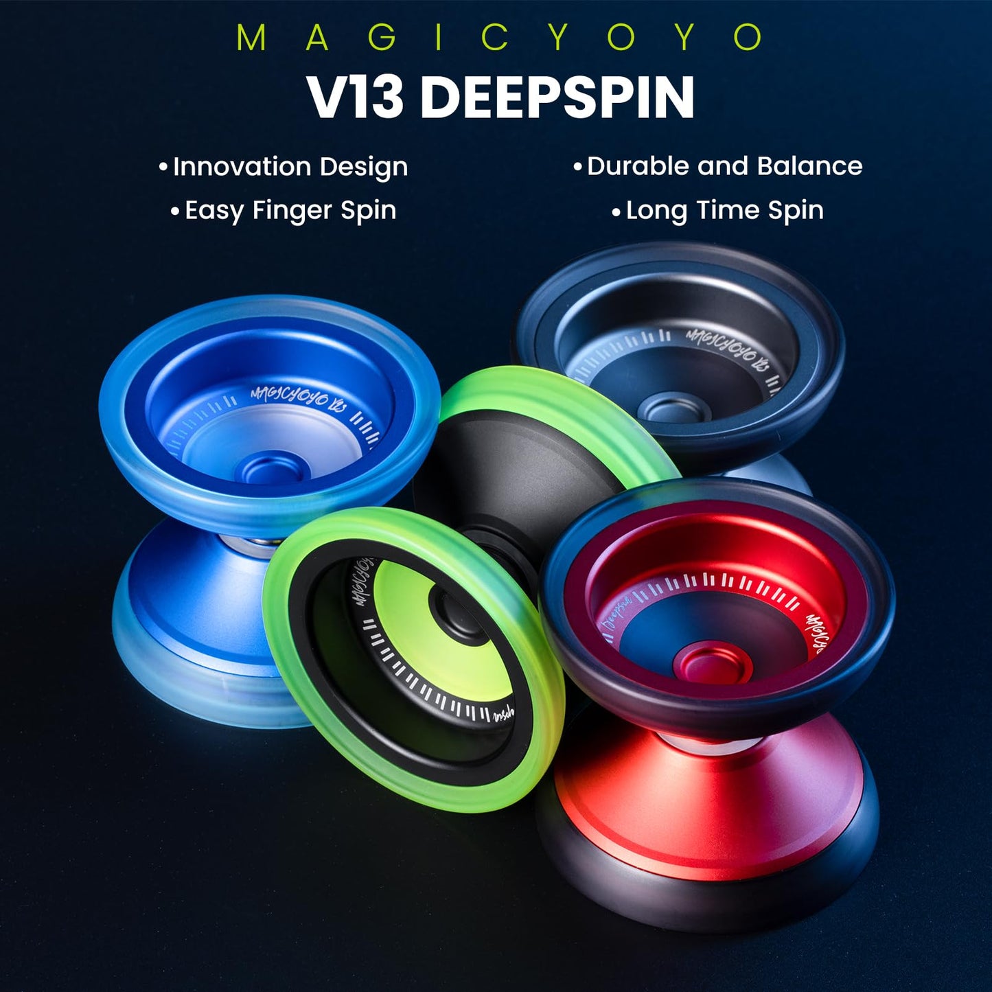 MAGICYOYO V13 Deepspin Bi-Material Yoyo – Dual-Mode Pro Yoyo for All Levels (12 Strings Included)