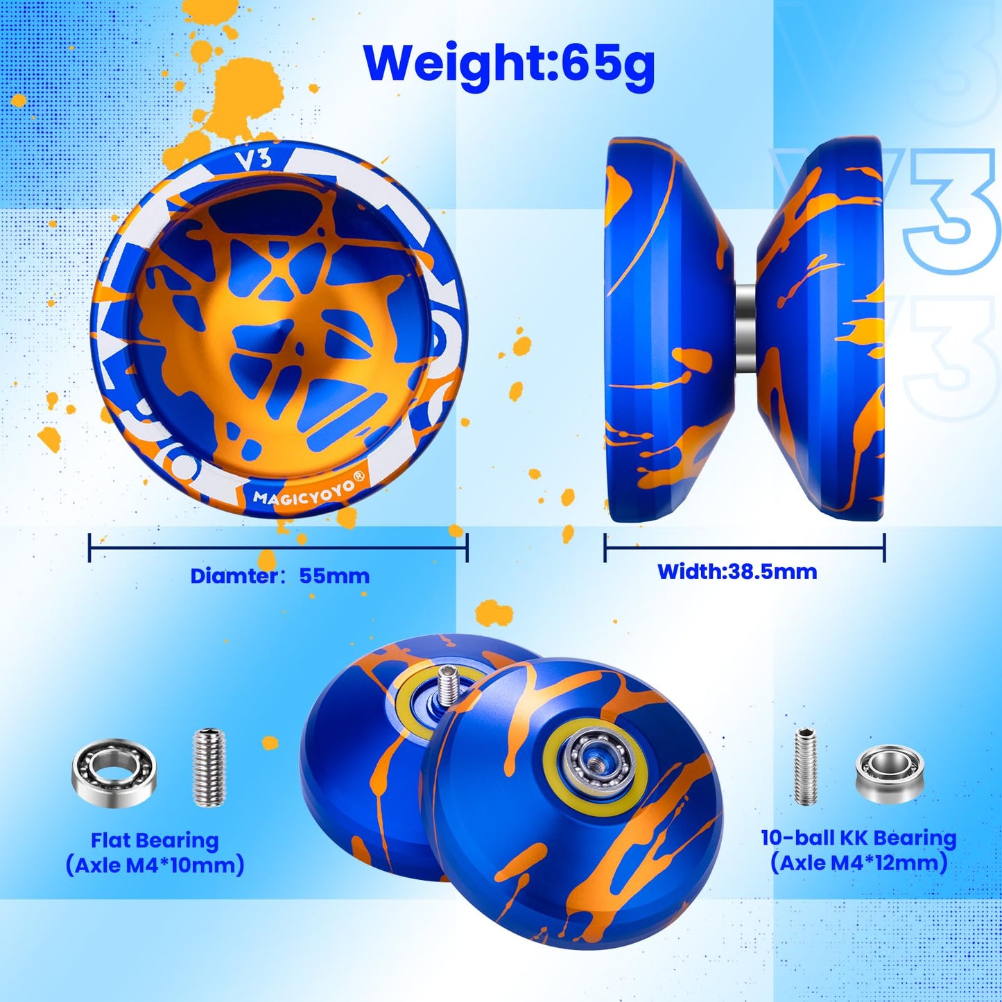 MAGICYOYO V3 Dual-Mode Metal Yoyo for Kids 8-12 & Adults – KK Bearing, 12 Strings, Case
