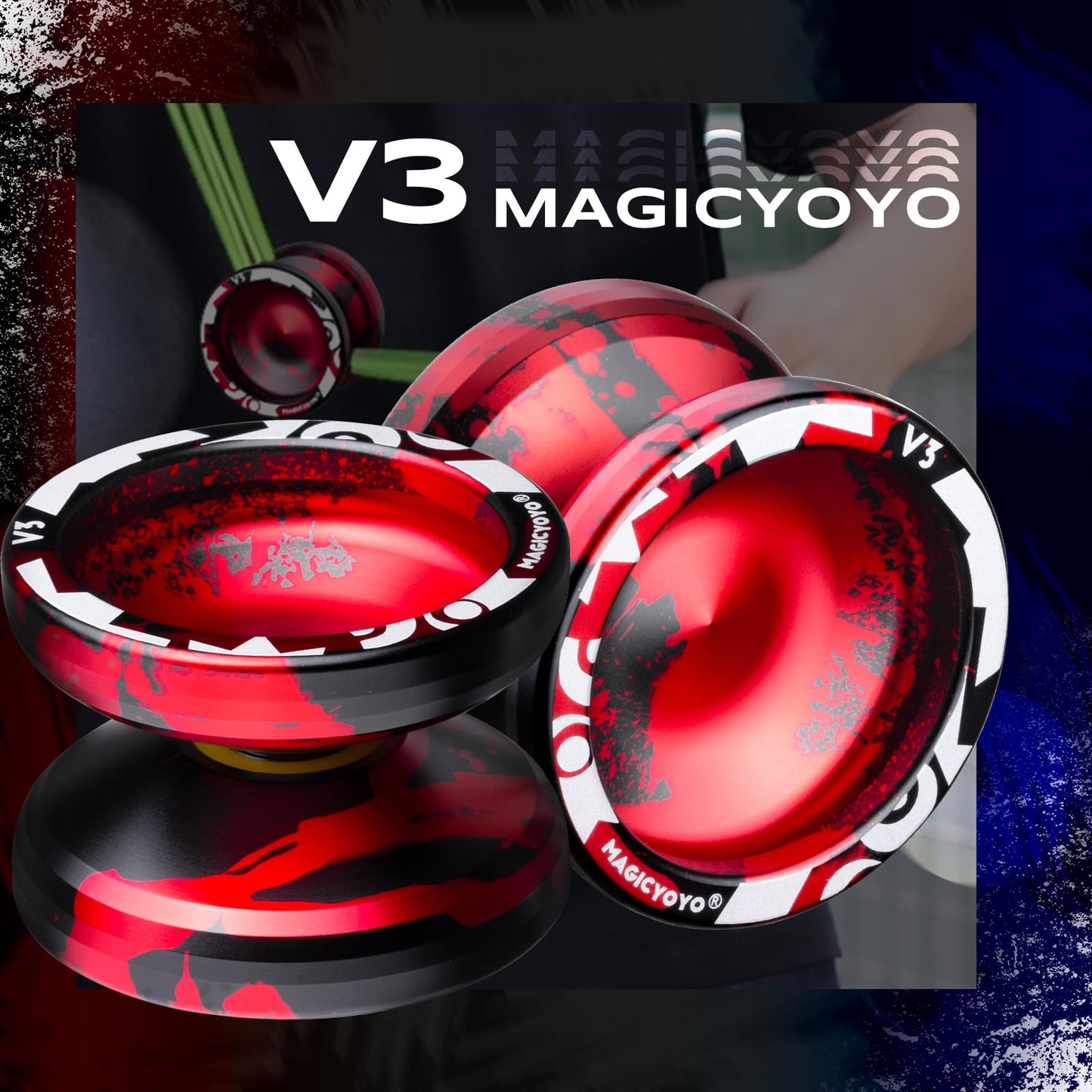 MAGICYOYO V3 Professional Responsive Yoyo — Aluminum Yoyo with KK Bearing & Tools (Black Red)