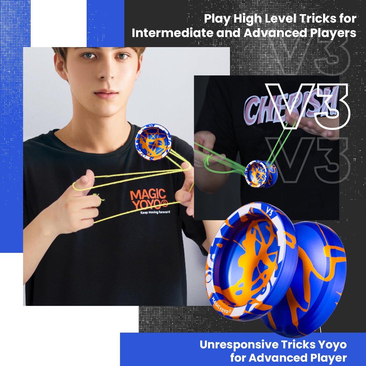 MAGICYOYO V3 Dual-Mode Metal Yoyo for Kids 8-12 & Adults – KK Bearing, 12 Strings, Case
