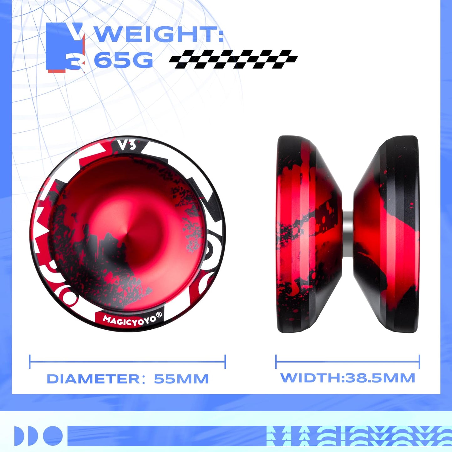 MAGICYOYO V3 Professional Responsive Yoyo — Aluminum Yoyo with KK Bearing & Tools (Black Red)
