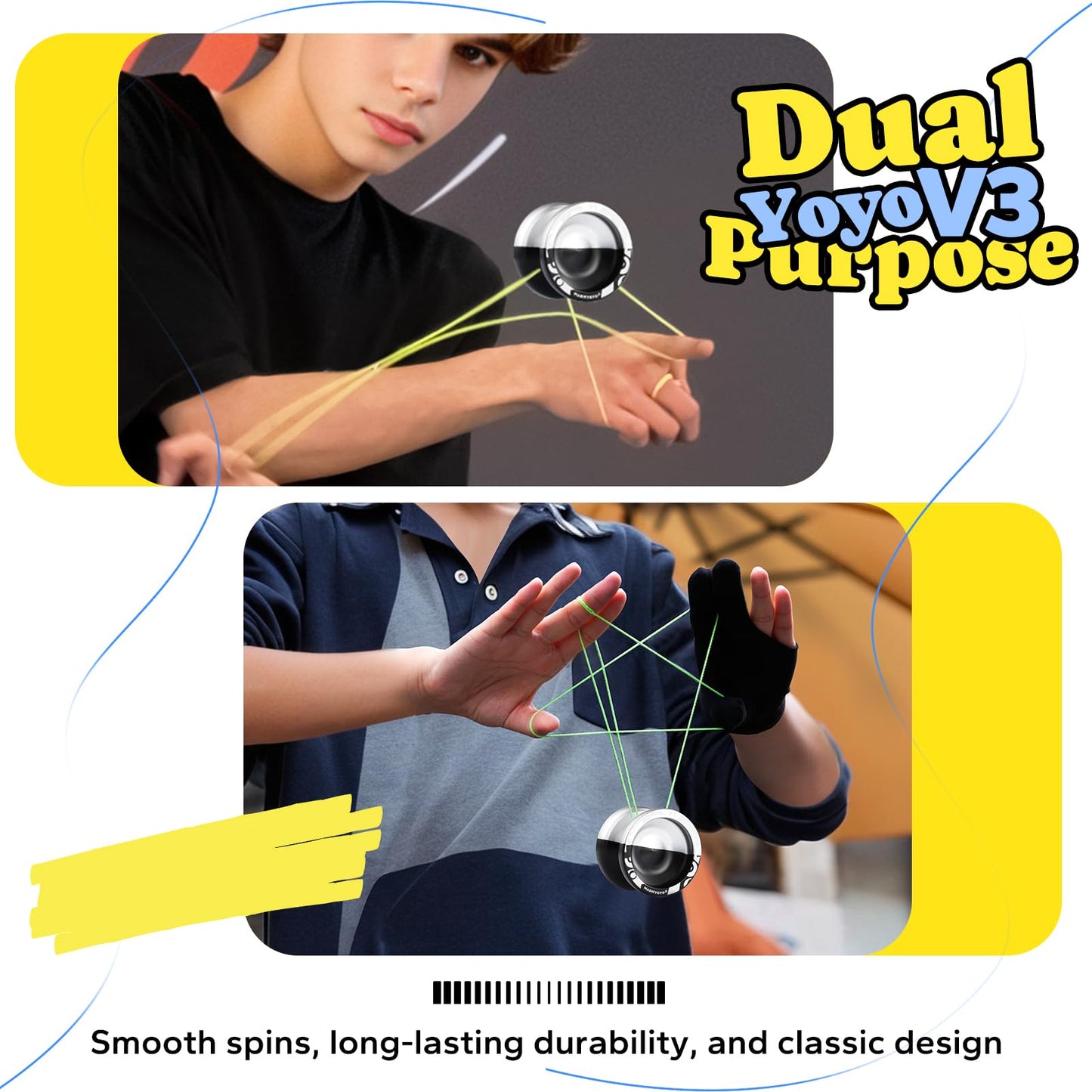 MAGICYOYO V3 – Professional Responsive Yoyo for Beginners to Pros | Alloy 6061 Dual-Function with 12 Strings