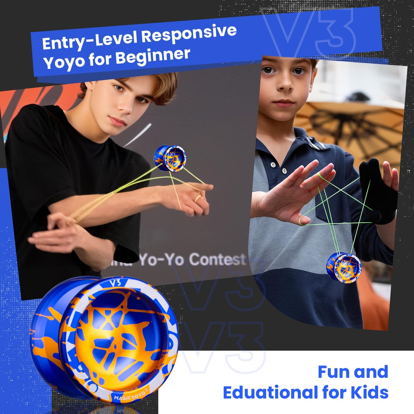 MAGICYOYO V3 Dual-Mode Metal Yoyo for Kids 8-12 & Adults – KK Bearing, 12 Strings, Case