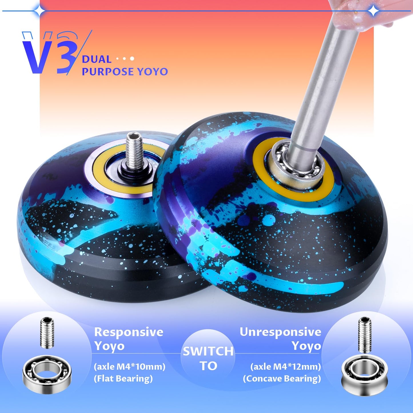 MAGICYOYO V3 Responsive Yoyo – Aluminum 6061, Beginner-Friendly with Bearing Removal Tool & 12 Strings