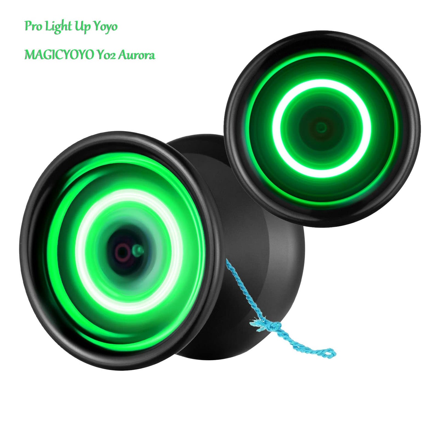MagicYoyo Y02 Aurora Light Up Yoyo – Pro Unresponsive, Green LED, Includes Gloves, Bag & 12 Strings