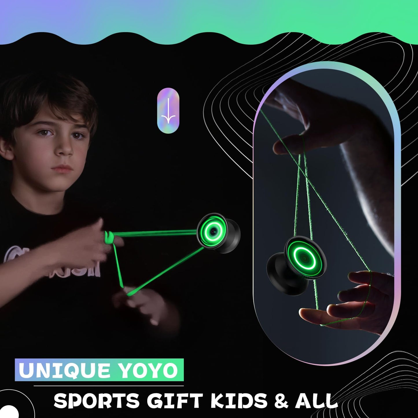 MagicYoyo Y02 Aurora Light Up Yoyo – Pro Unresponsive, Green LED, Includes Gloves, Bag & 12 Strings