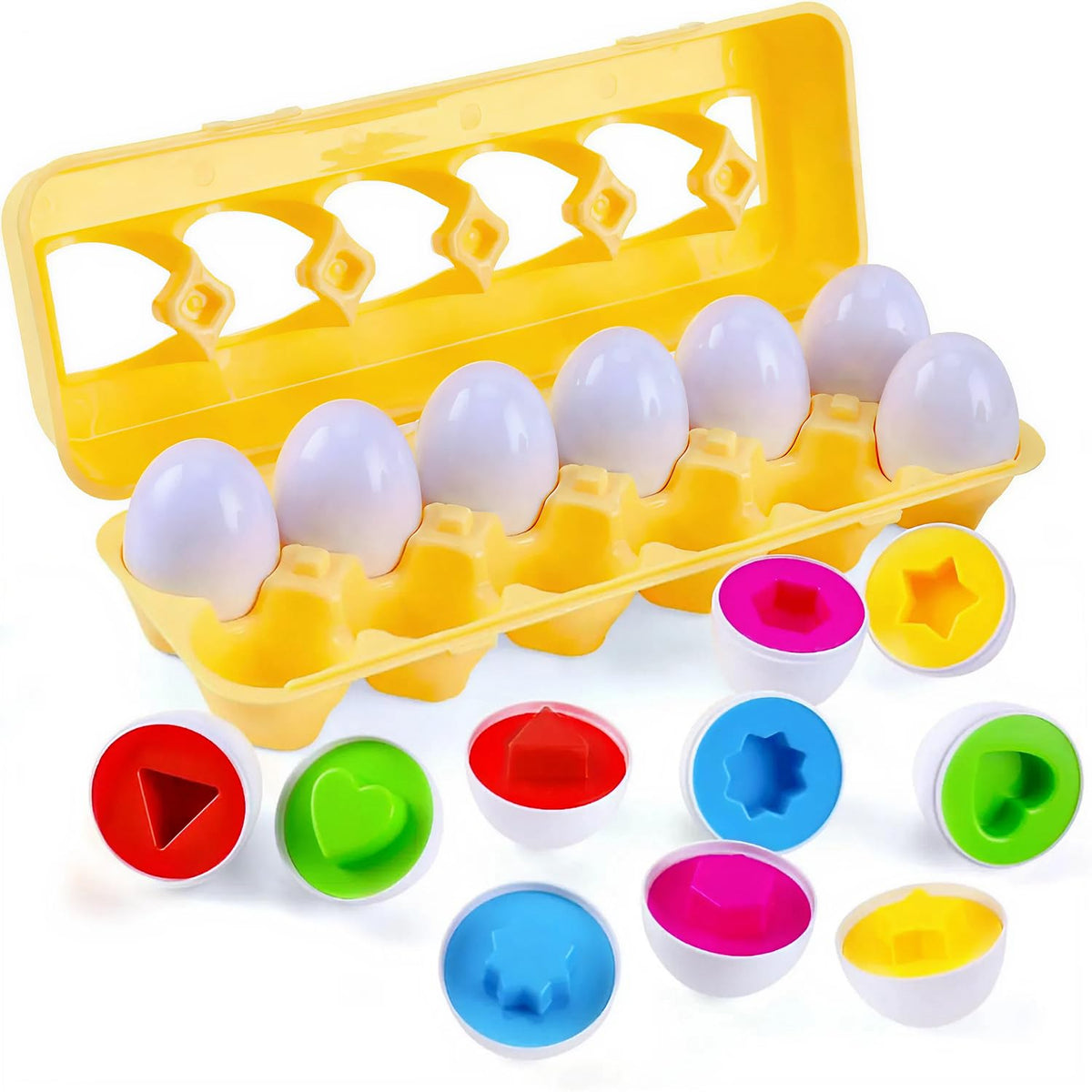 MAGIFIRE Toy Eggs for Toddlers 1-3 – 12 Matching Eggs – Montessori STEM Toy