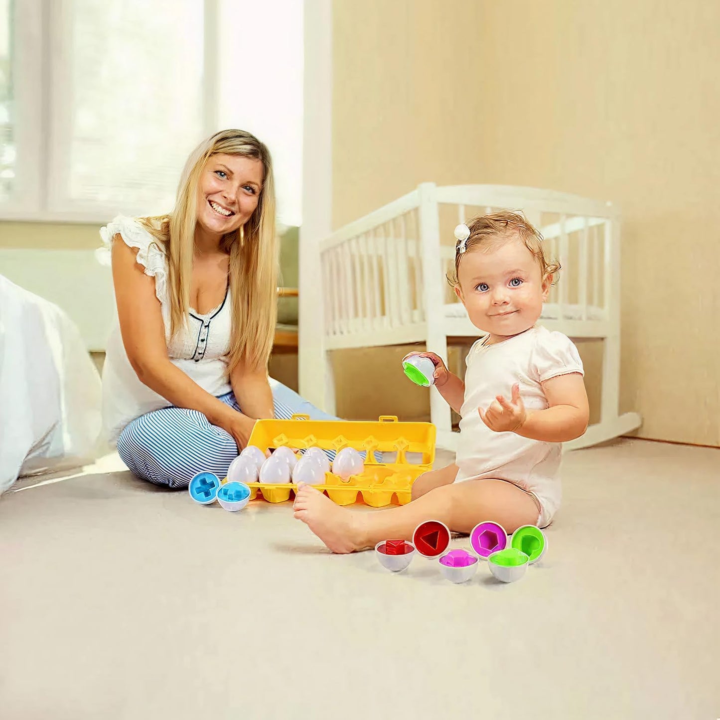 MAGIFIRE Toy Eggs for Toddlers 1-3 – 12 Matching Eggs – Montessori STEM Toy