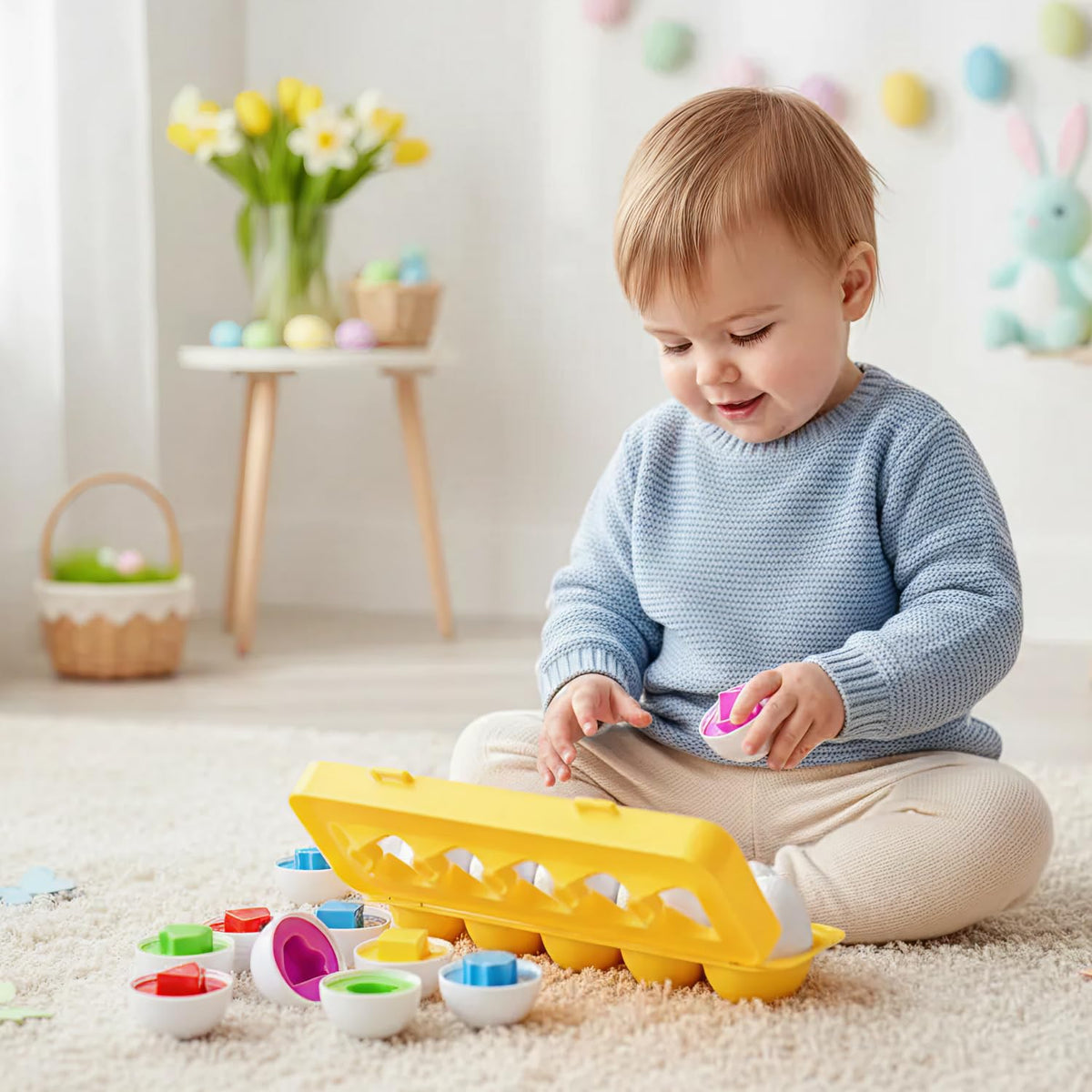 MAGIFIRE Toy Eggs for Toddlers 1-3 – 12 Matching Eggs – Montessori STEM Toy