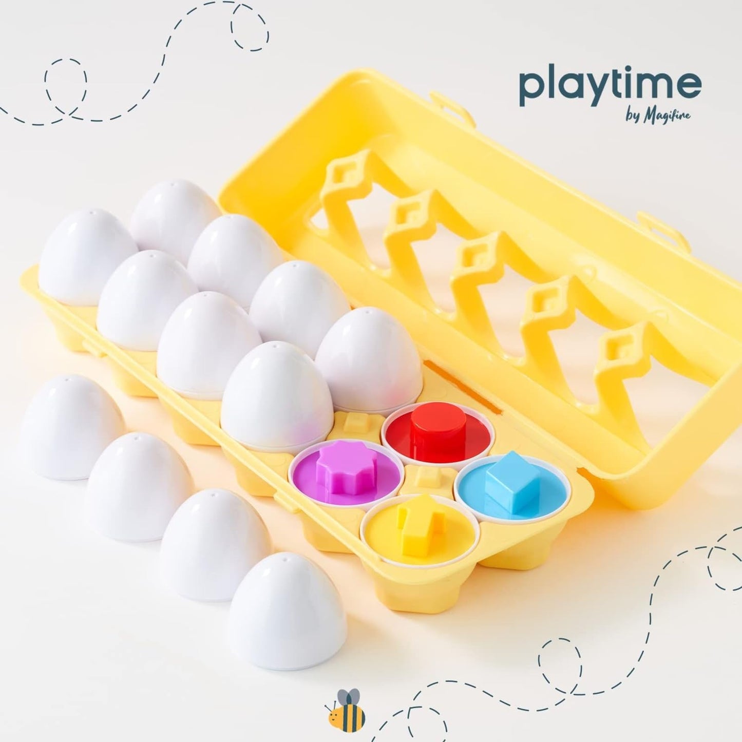 MAGIFIRE Toy Eggs for Toddlers 1-3 – 12 Matching Eggs – Montessori STEM Toy