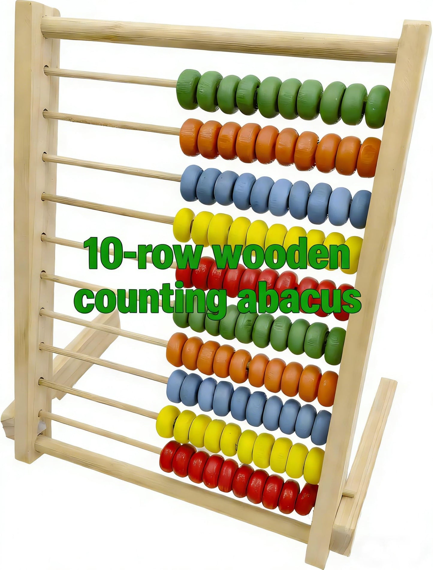 MAGIKON Wooden Abacus – 8-Inch Counting Frame with 10 Rows (100 Beads)