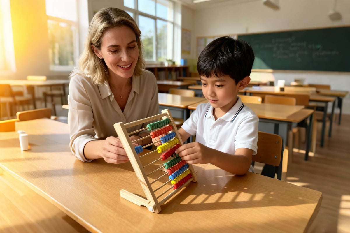 MAGIKON Wooden Abacus – 8-Inch Counting Frame with 10 Rows (100 Beads)