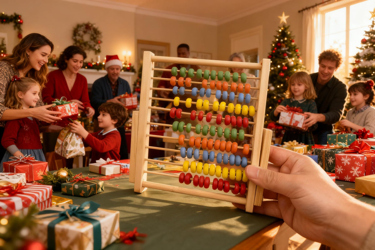 MAGIKON Wooden Abacus – 8-Inch Counting Frame with 10 Rows (100 Beads)