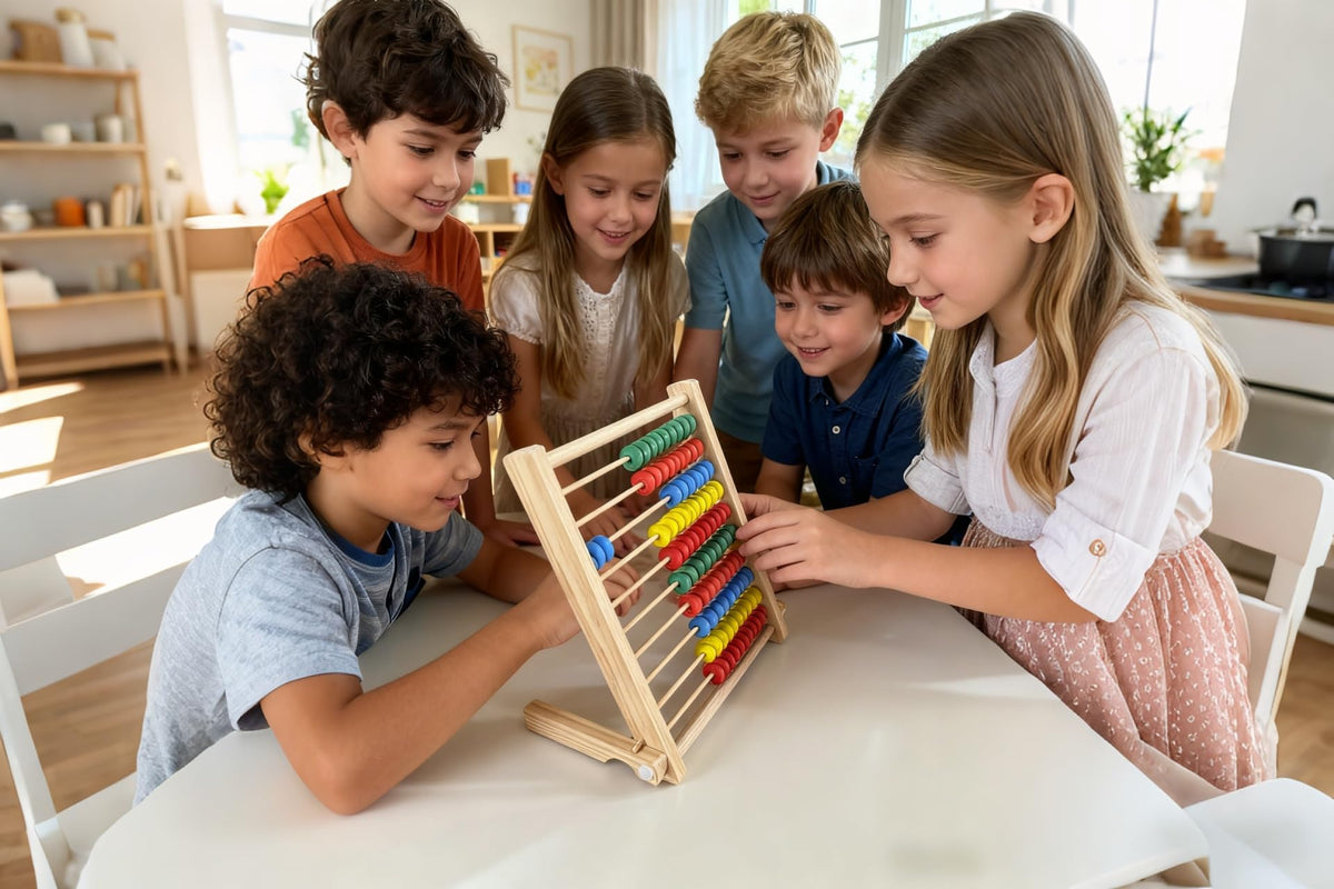 MAGIKON Wooden Abacus – 8-Inch Counting Frame with 10 Rows (100 Beads)
