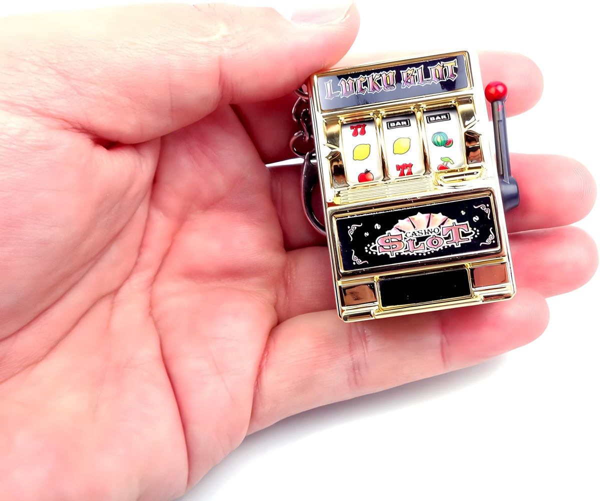 MAGIKON Mini Slot Machine Toy – Fun Lucky Slot Bank with Spinning Reel & Keychain