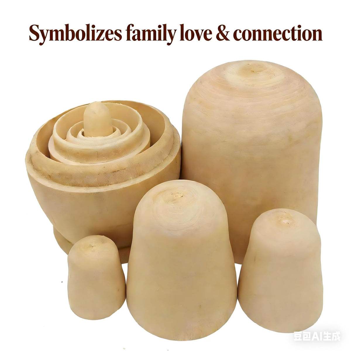 MAGIKON 5-Piece Unpainted Nesting Doll Set – 5-Inch Blank Wooden Matryoshka for DIY Painting