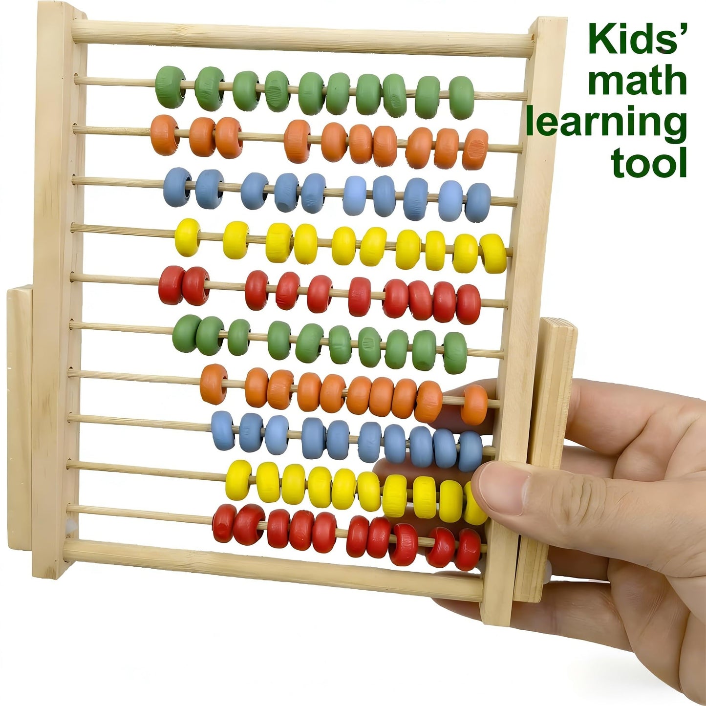 MAGIKON Wooden Abacus – 8-Inch Counting Frame with 10 Rows (100 Beads)