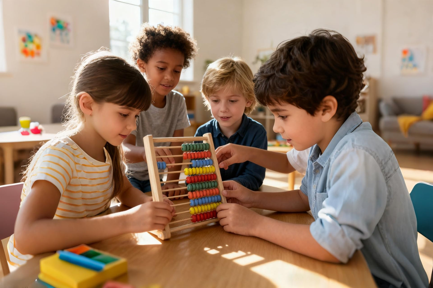 MAGIKON Wooden Abacus – 8-Inch Counting Frame with 10 Rows (100 Beads)