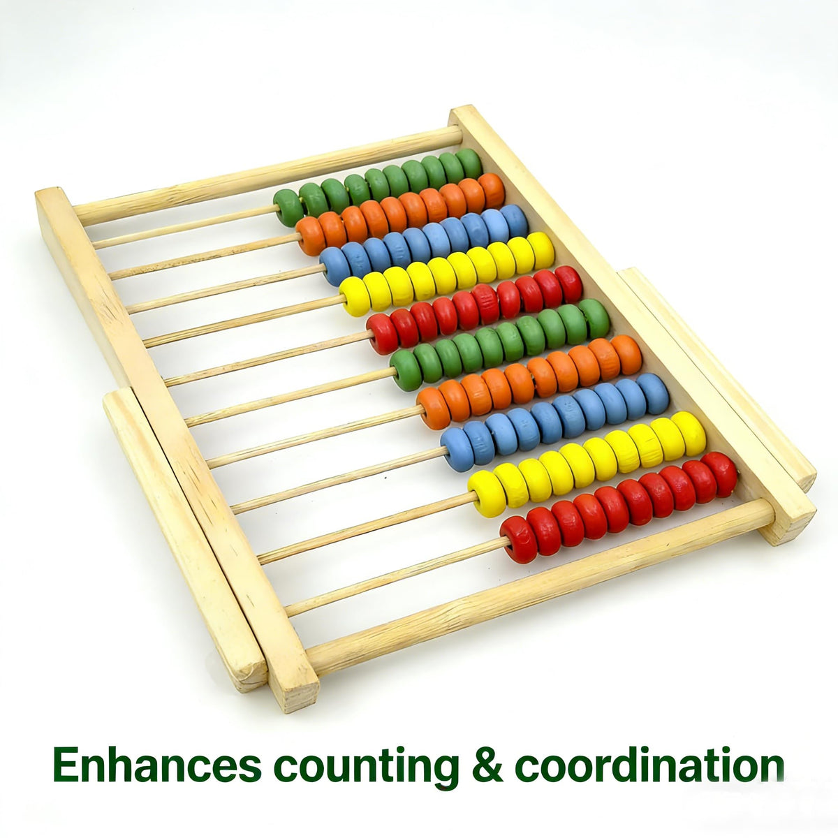 MAGIKON Wooden Abacus – 8-Inch Counting Frame with 10 Rows (100 Beads)