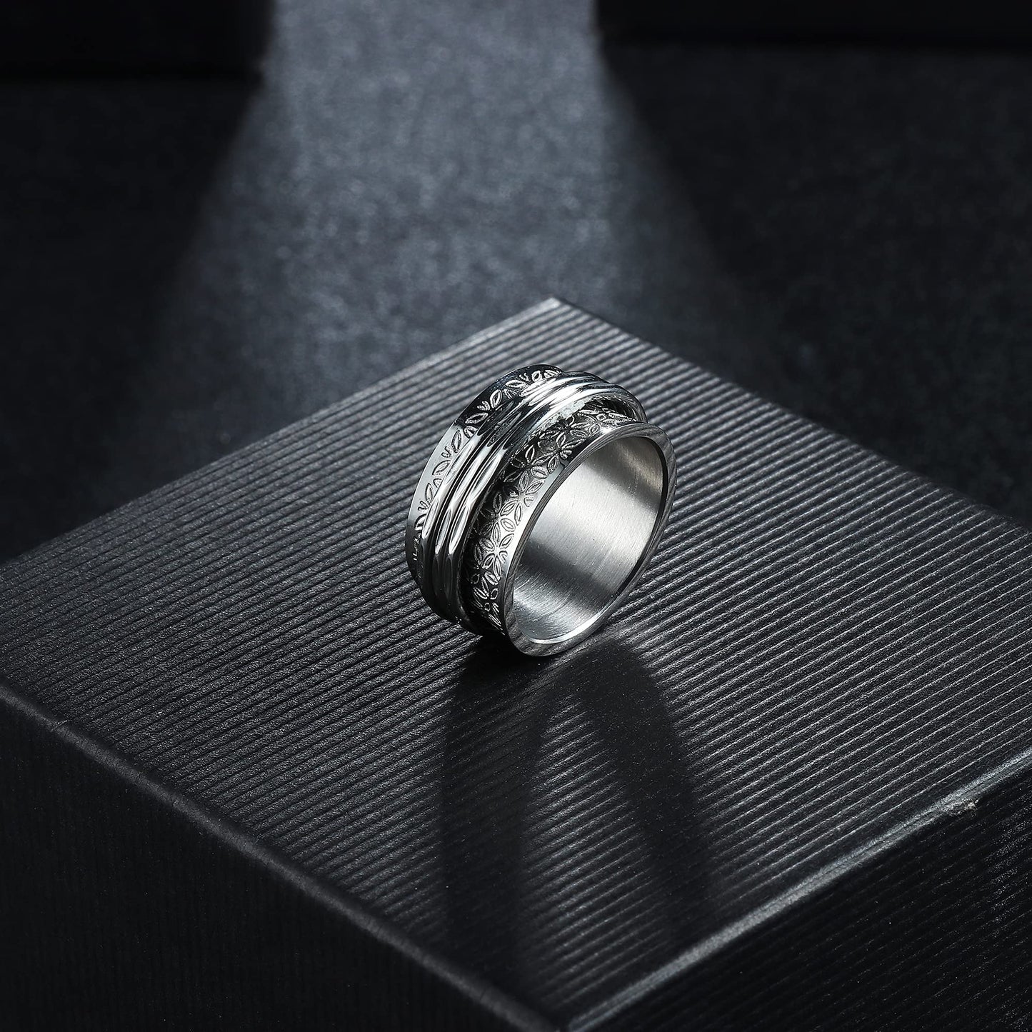 Magitaco Spinner Rings – Stainless Steel Anxiety Rings (Moon, Star, Flower, Lunar Phase)