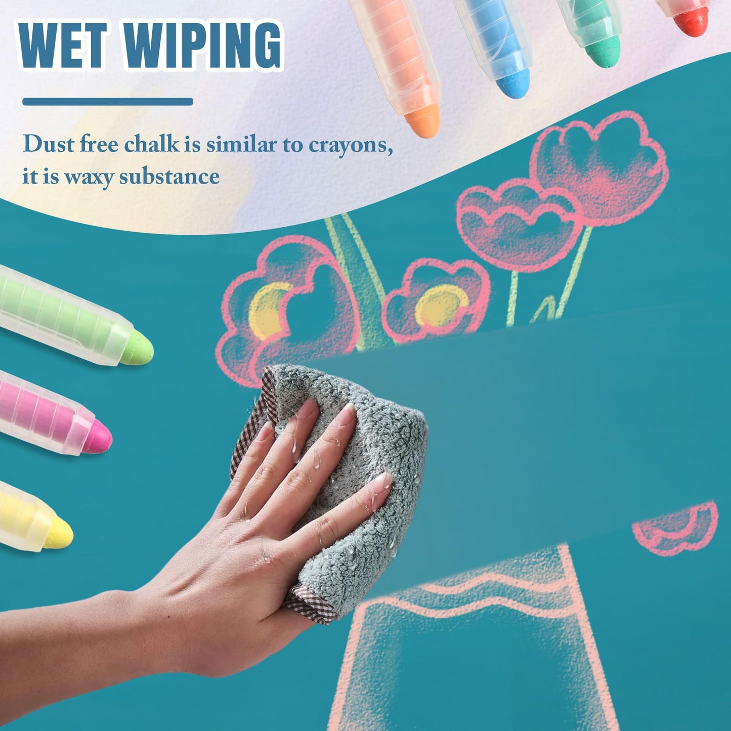 Maglala 12 Pcs Dustless Chalk Pens – Non-Toxic, Washable Kids Chalk Set