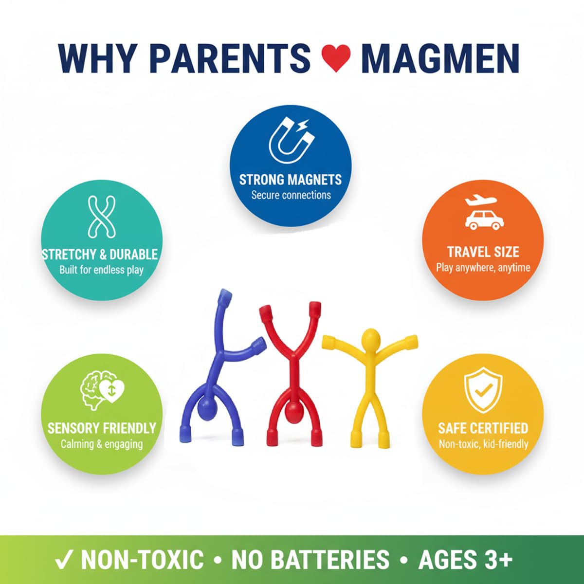 MAGMEN Strong Magnetic Fidget Toys – 20 Pack Sensory STEM Desk Toys
