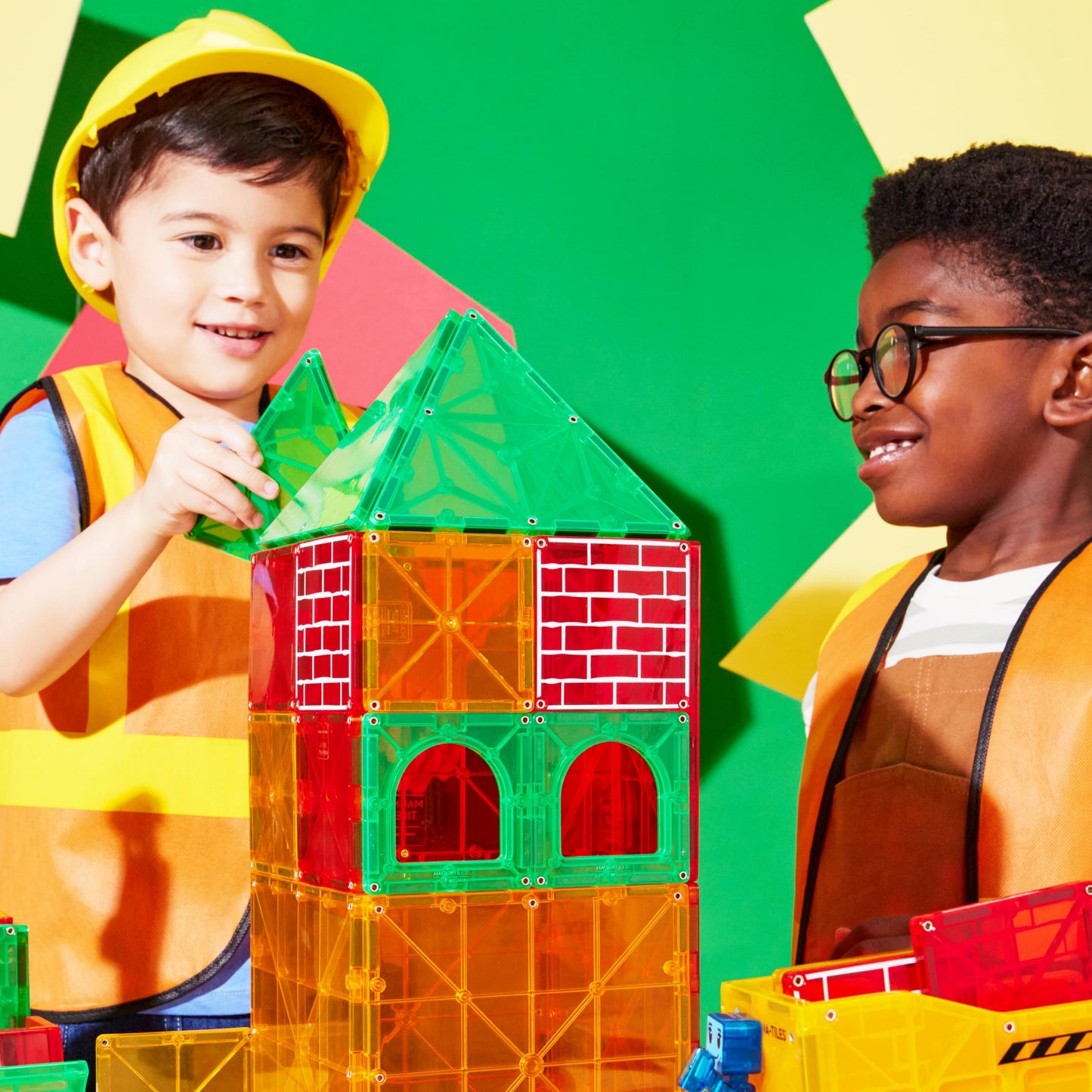 MAGNA-TILES Builder XL 50-Piece Magnetic Construction Set | The Original Magnetic Building Brand