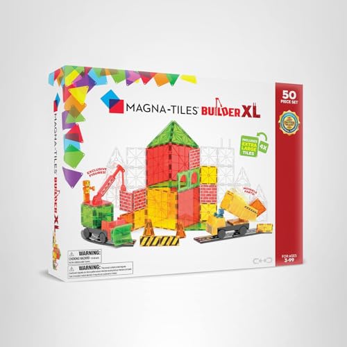 MAGNA-TILES Builder XL 50-Piece Magnetic Construction Set | The Original Magnetic Building Brand