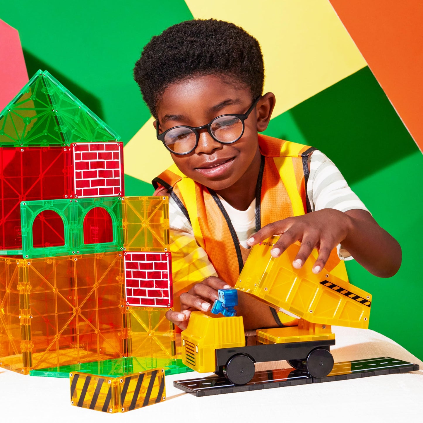 MAGNA-TILES Builder XL 50-Piece Magnetic Construction Set | The Original Magnetic Building Brand