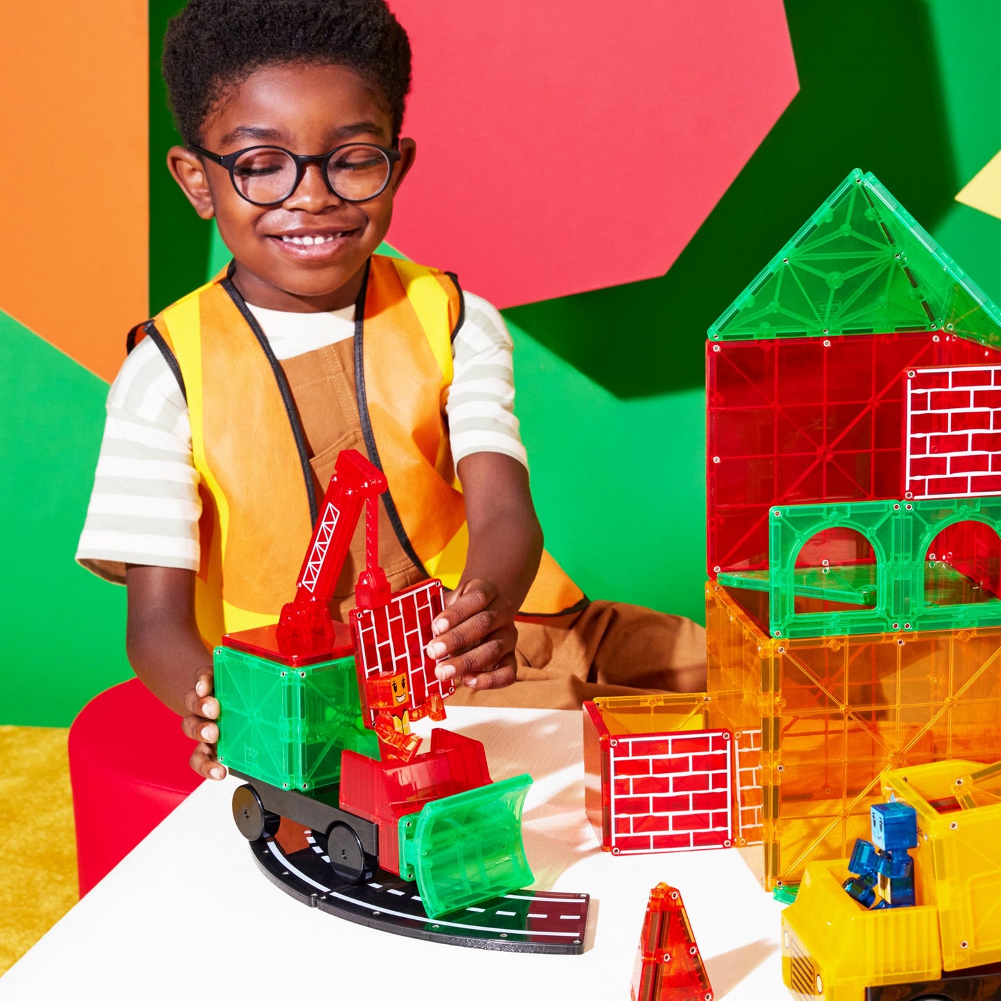 MAGNA-TILES Builder XL 50-Piece Magnetic Construction Set | The Original Magnetic Building Brand