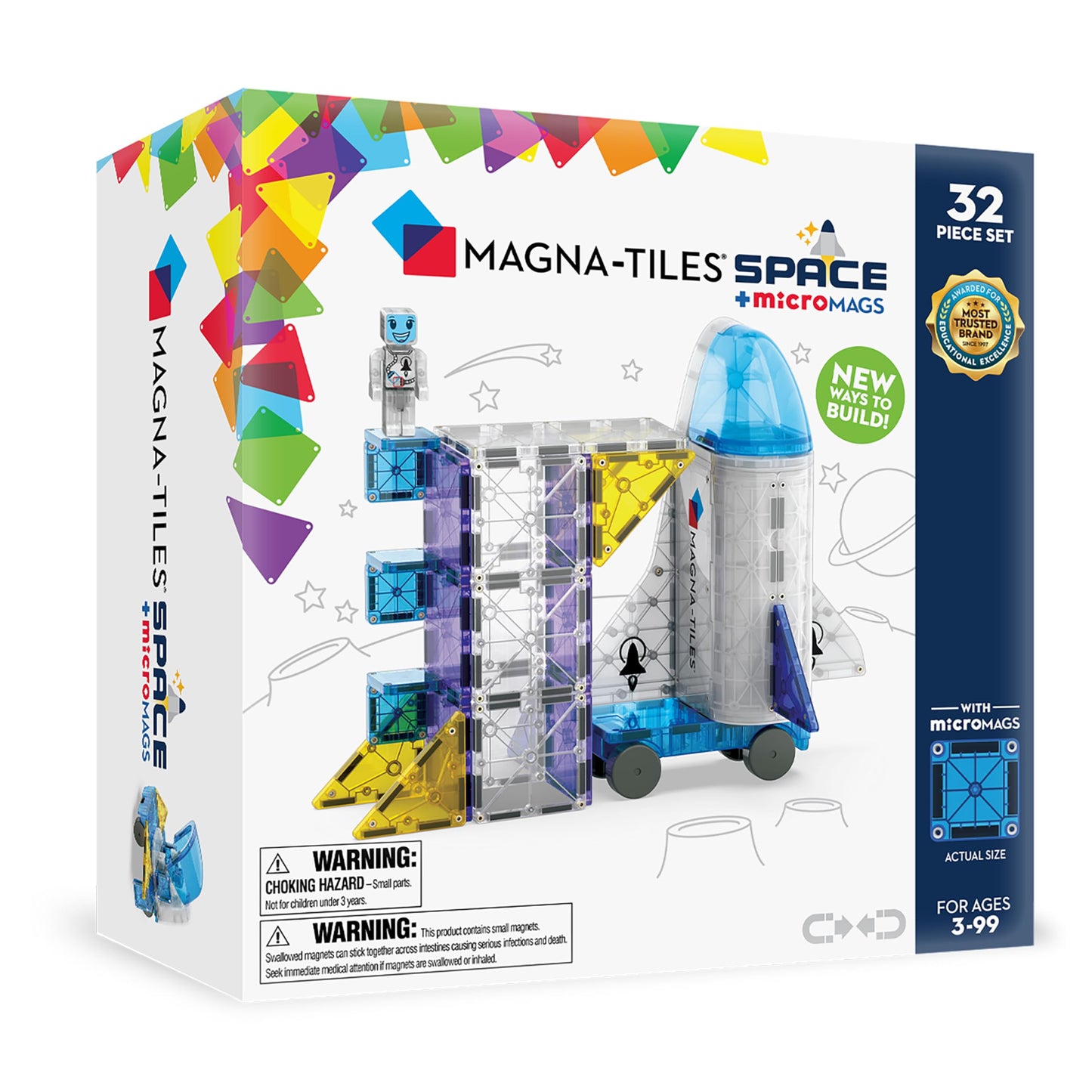 MAGNA-TILES Space 32-Piece Magnetic Construction Set | The Original Magnetic Building Brand