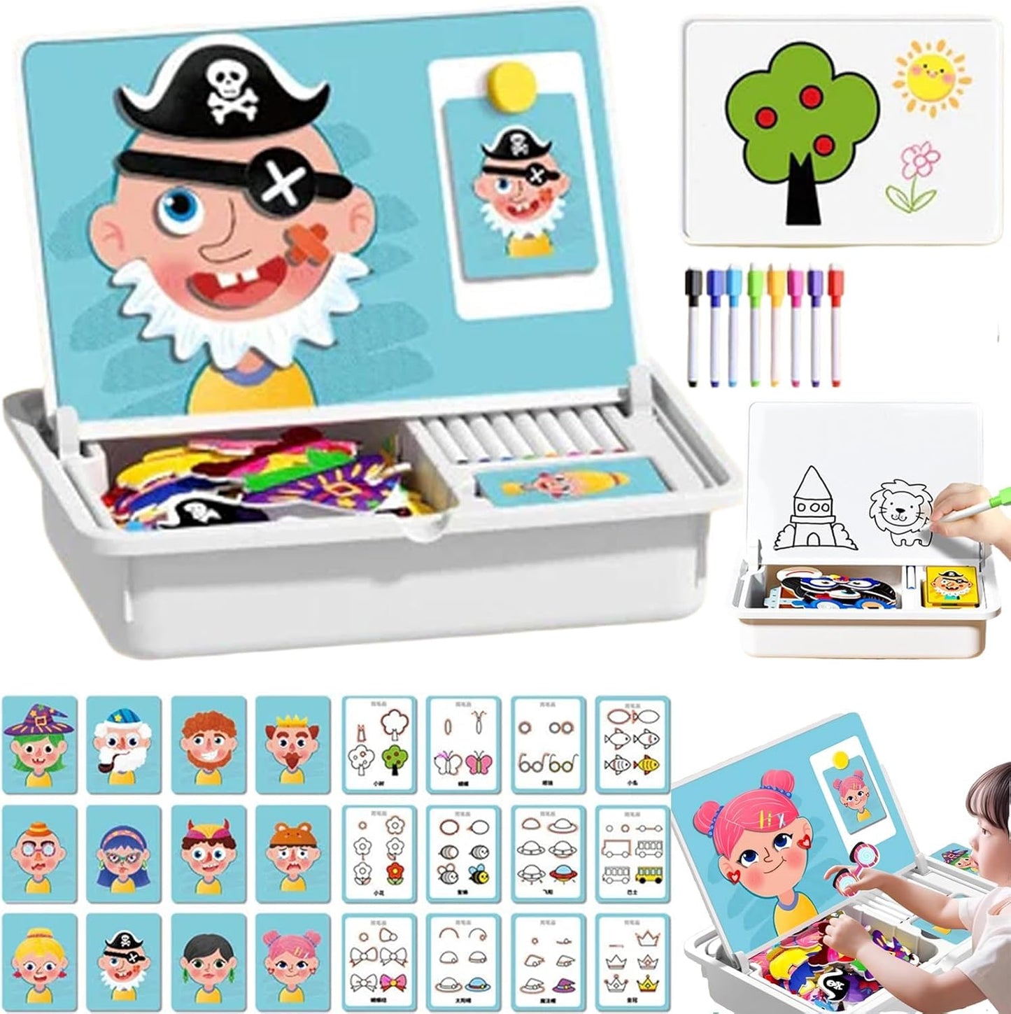 Magnetic Puzzles Face Dress Up Travel Game – Double-Sided Preschool Educational Toy